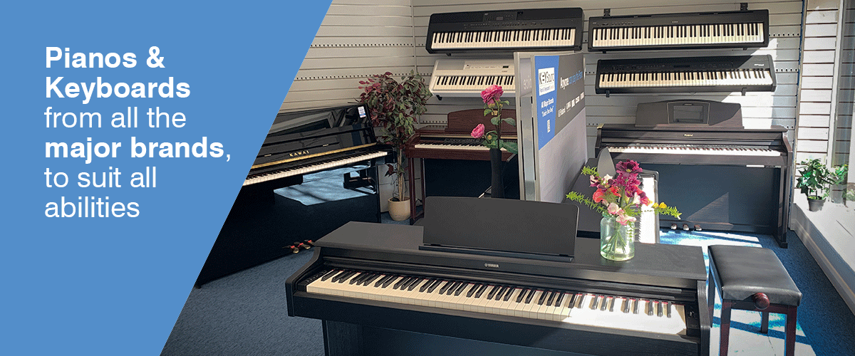 Try the pianos from all major brands, including Roland, Kawai, Yamaha, Korg and Casio