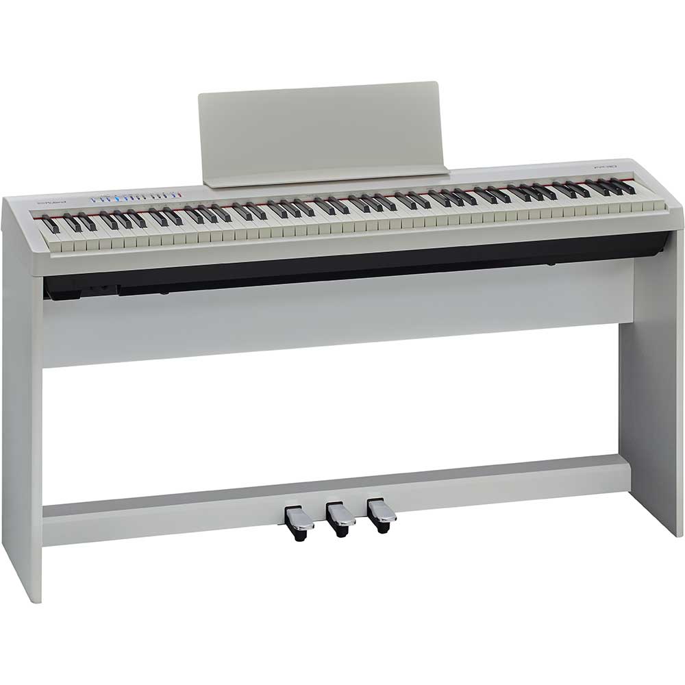 Roland FP30 Digital Piano, White - Includes Stand and 3 Pedal Unit