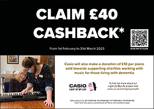 Get £40 Cashback on Casio Pianos Now